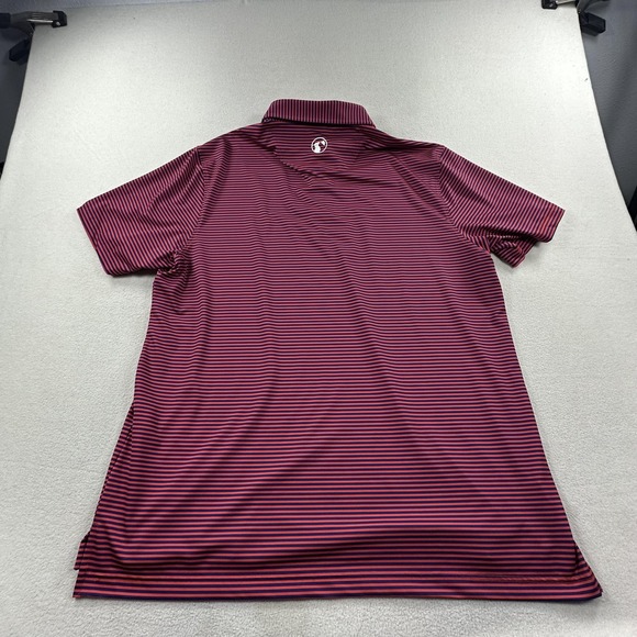 Birdie Retriever Polo Shirt Mens 2XL Red Blue Stripe Golf Performance Stretch - Picture 3 of 11